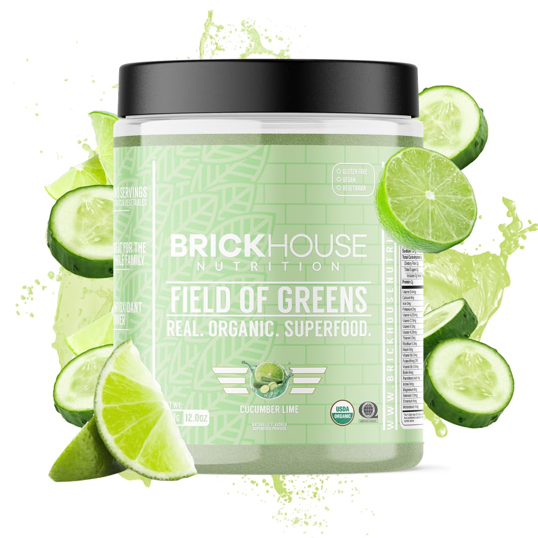 BRICKHOUSE NUTRITION Field of Greens Super Greens Powder | Doctor-Formulated Superfood Powder, Fruits & Veggies Supplement - Wildberry (Single Pack)