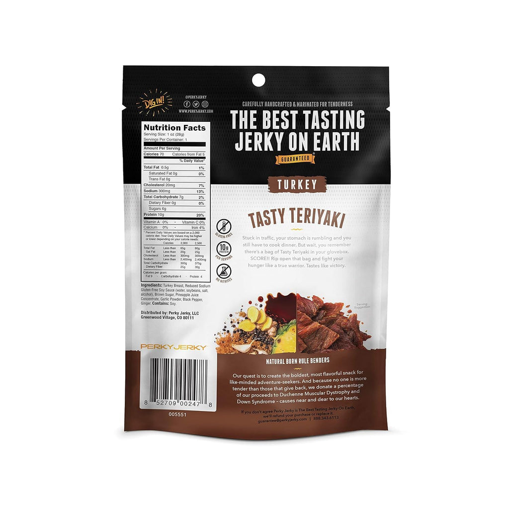 Perky Jerky Original Turkey Jerky, 1oz (Pack of 12) - Low Sodium - 10g Protein per Serving - Low Fat - 100% U.S. Sourced - Tender Texture and Bold Flavor