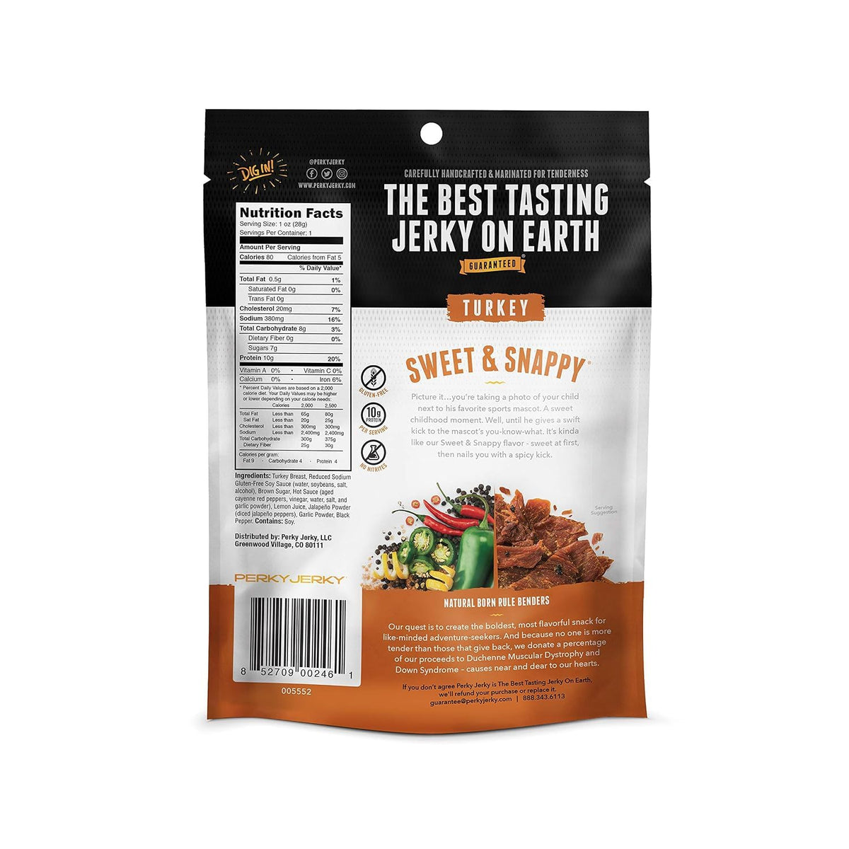 Perky Jerky Original Turkey Jerky, 1oz (Pack of 12) - Low Sodium - 10g Protein per Serving - Low Fat - 100% U.S. Sourced - Tender Texture and Bold Flavor