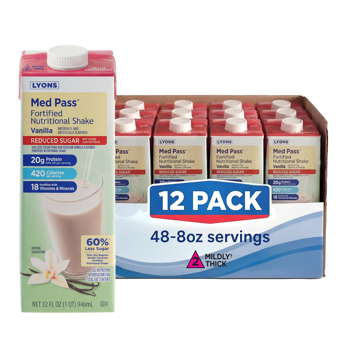 MED PASS 2.0 High Protein High Calorie Nutritional Drink, Butter Pecan 12ct