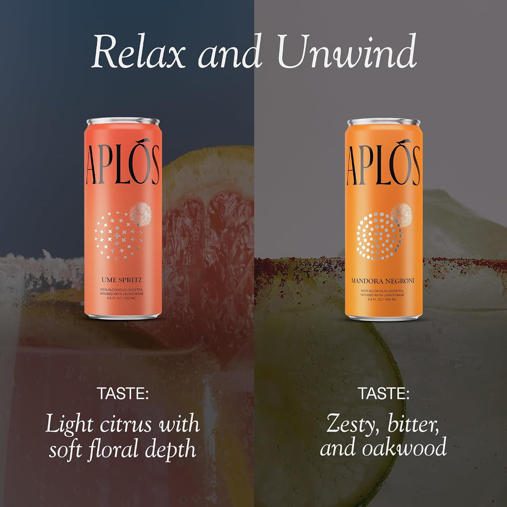 Aplós Canned Variety Pack of Non-Alcoholic Cocktails, Formulated with Adaptogens and Nootropics, Low Calorie, No Added Sugar Beverage (8.5 fl oz. 16-pack)