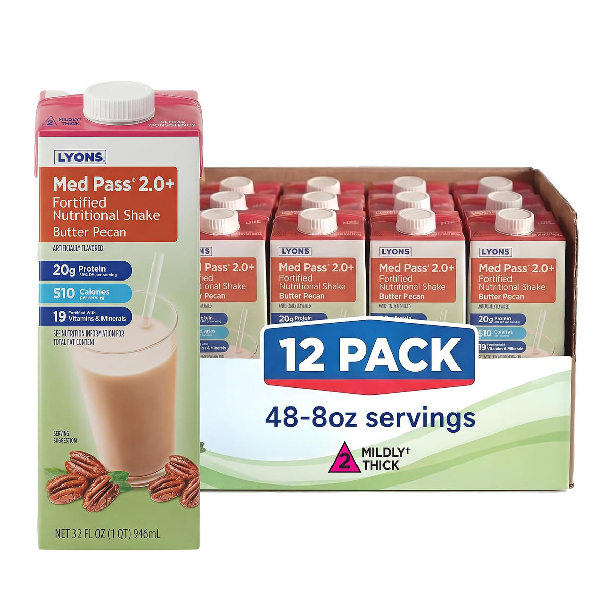 MED PASS 2.0 High Protein High Calorie Nutritional Drink, Butter Pecan 12ct