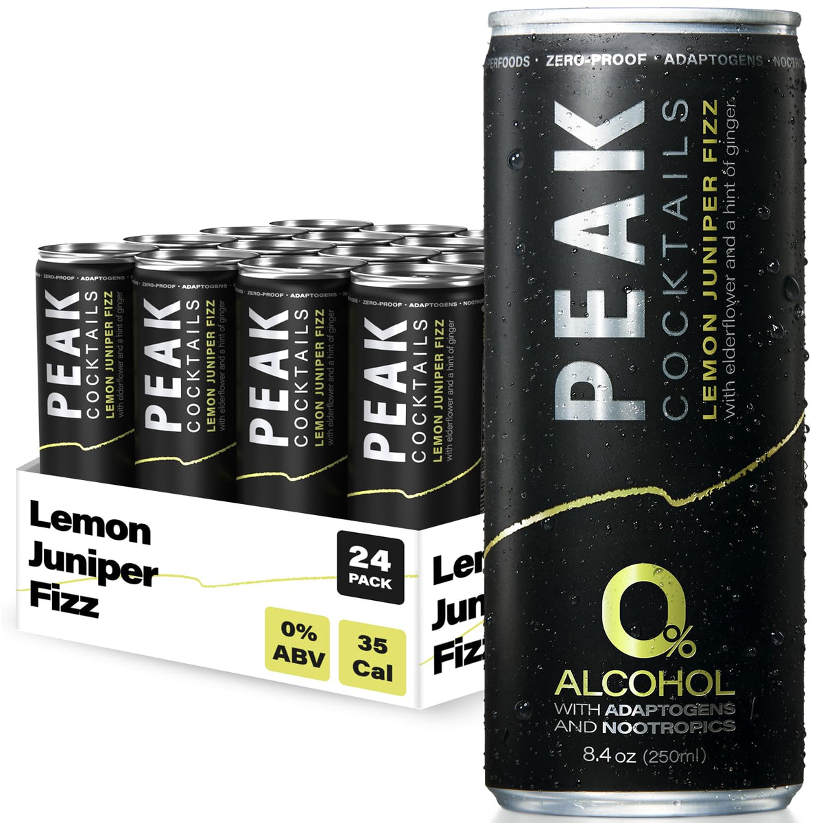 Peak Cocktails Non Alcoholic Drinks, Calming Adaptogen, Variety 12 Pack