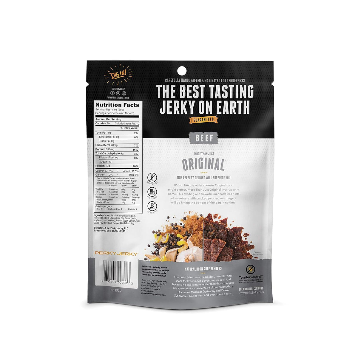Perky Jerky Original Turkey Jerky, 1oz (Pack of 12) - Low Sodium - 10g Protein per Serving - Low Fat - 100% U.S. Sourced - Tender Texture and Bold Flavor