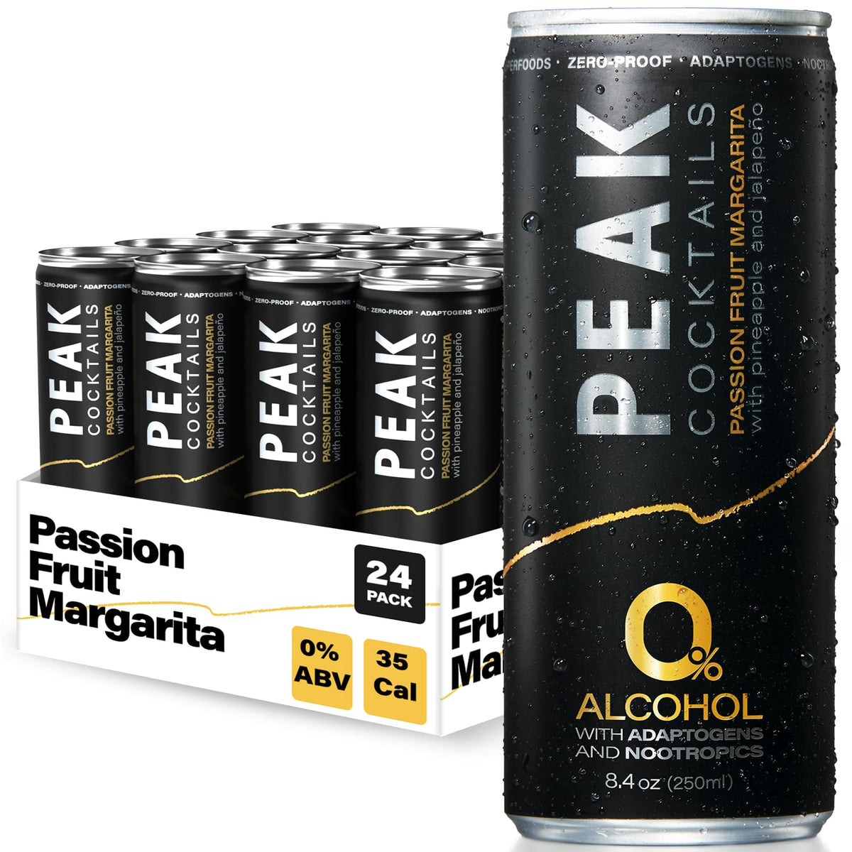 Peak Cocktails Non Alcoholic Drinks, Calming Adaptogen, Variety 12 Pack