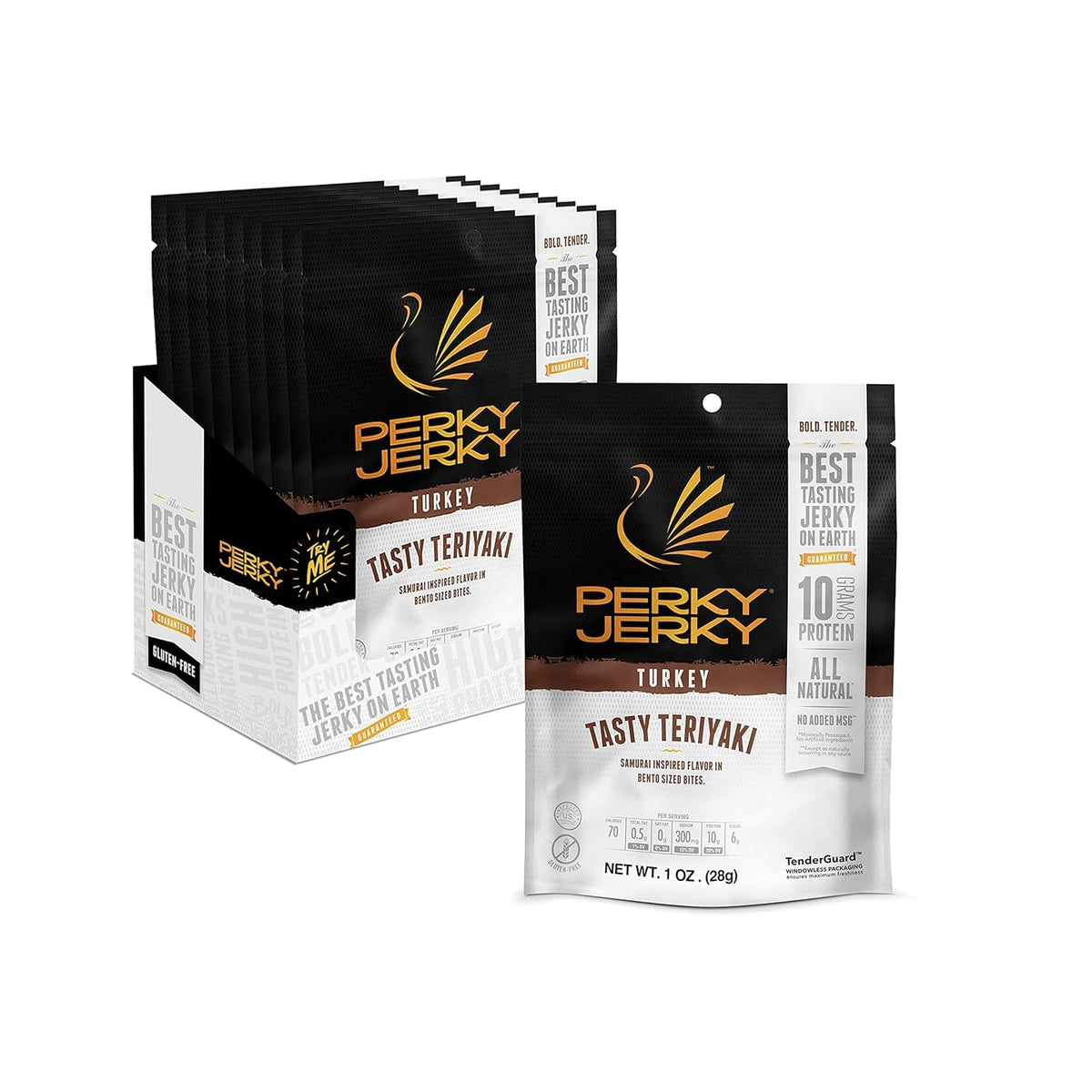 Perky Jerky Original Turkey Jerky, 1oz (Pack of 12) - Low Sodium - 10g Protein per Serving - Low Fat - 100% U.S. Sourced - Tender Texture and Bold Flavor