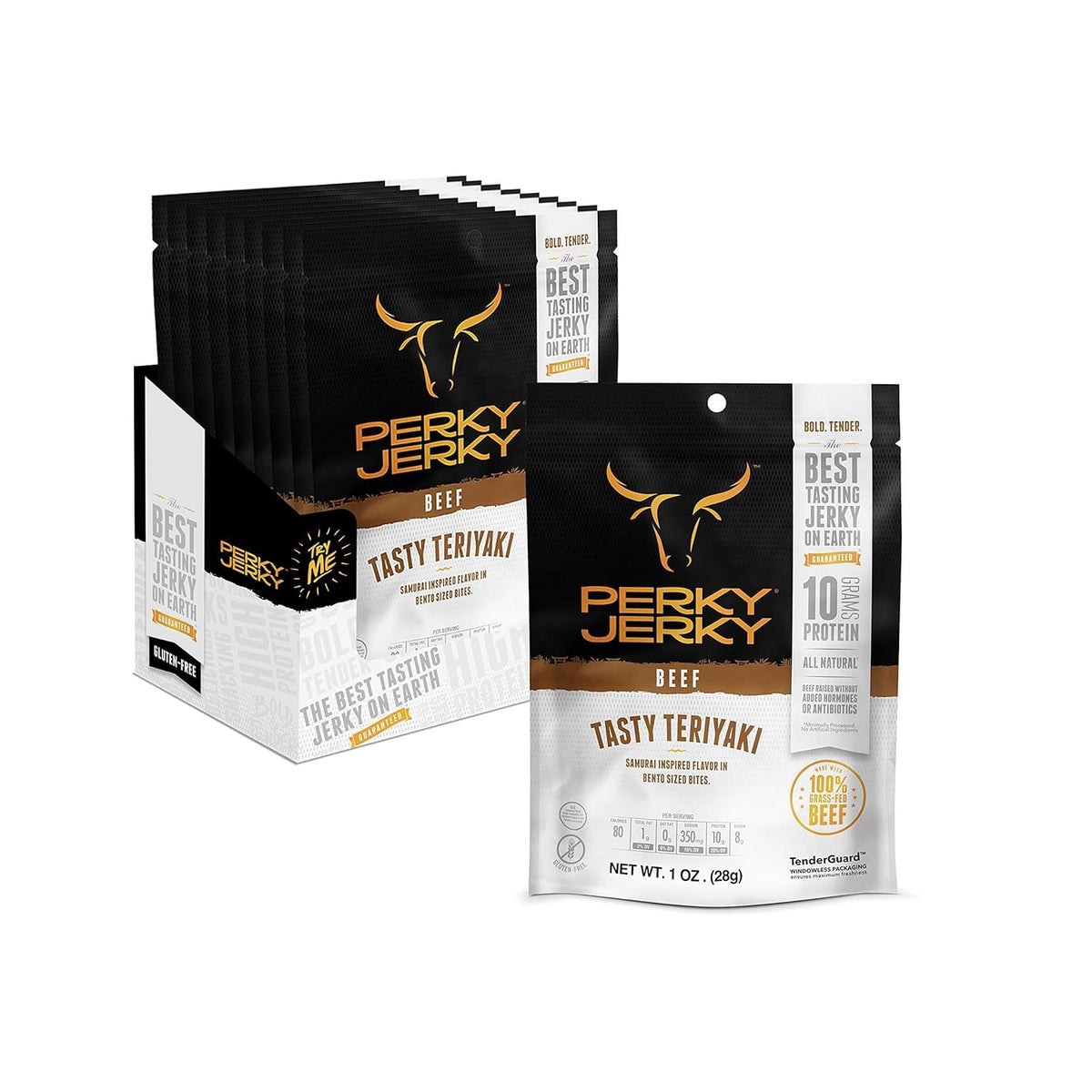 Perky Jerky Original Turkey Jerky, 1oz (Pack of 12) - Low Sodium - 10g Protein per Serving - Low Fat - 100% U.S. Sourced - Tender Texture and Bold Flavor