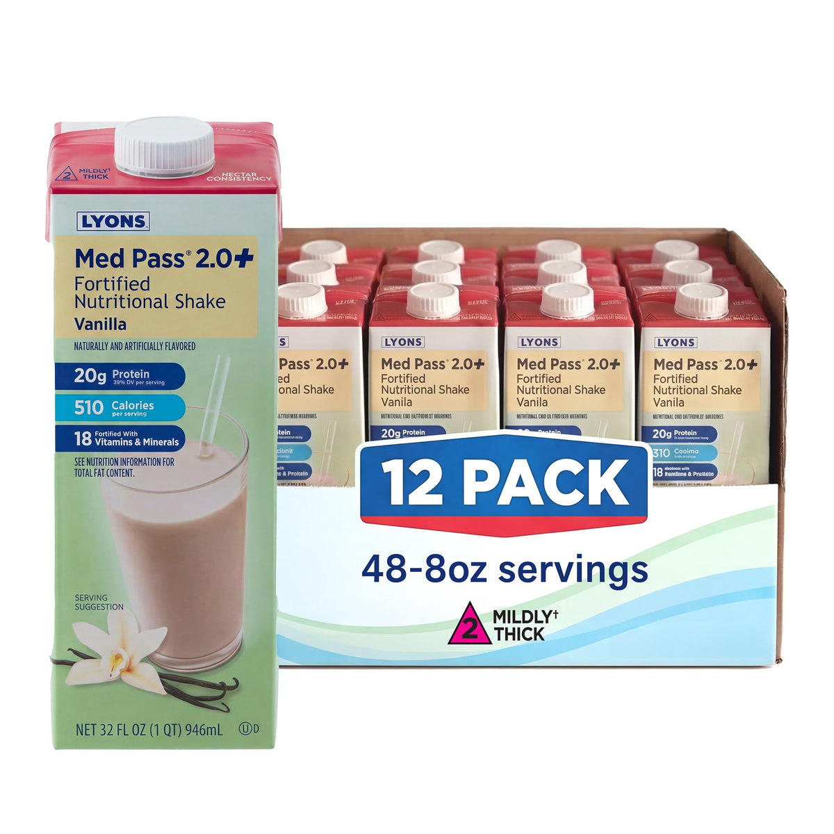 MED PASS 2.0 High Protein High Calorie Nutritional Drink, Butter Pecan 12ct