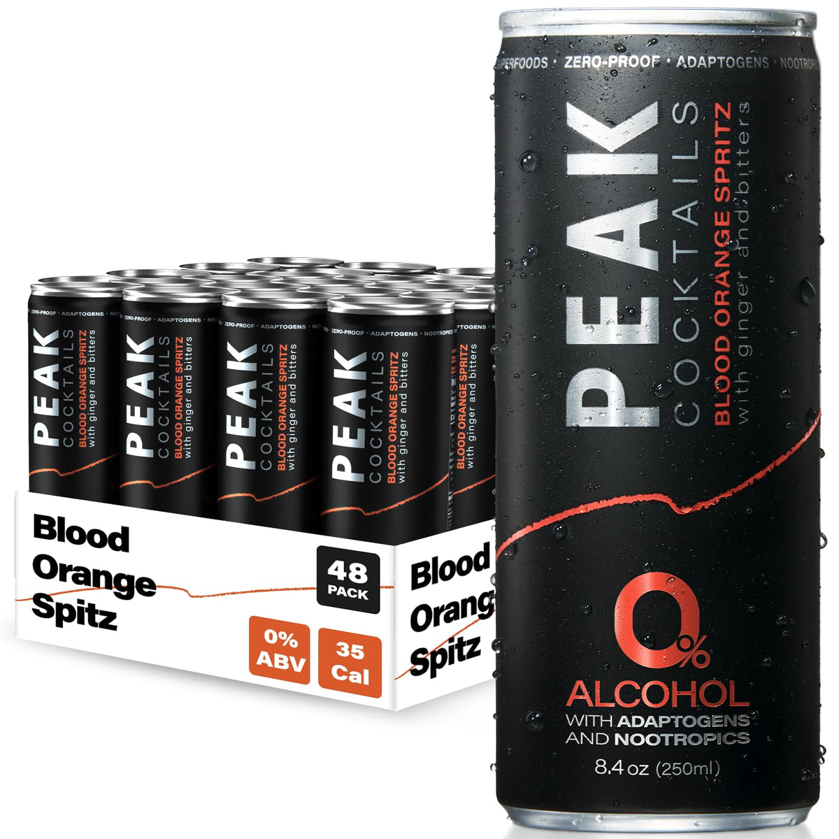 Peak Cocktails Non Alcoholic Drinks, Calming Adaptogen, Variety 12 Pack
