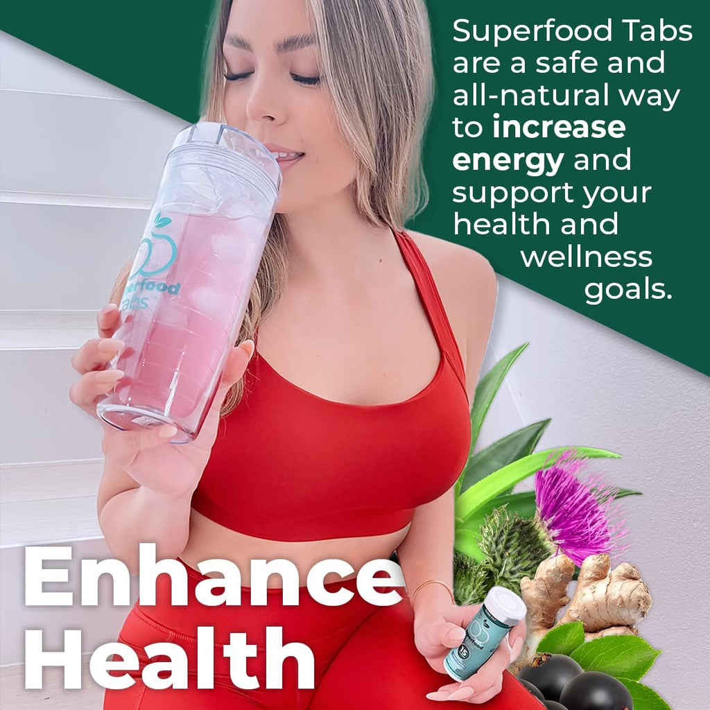 Superfood Tabs by Superfoods Company - Superfood Effervescent Drink Tablets for Women & Men - 15 Real Superfoods - Vegan, Non-GMO, Zero Sugar - Mixed Berry