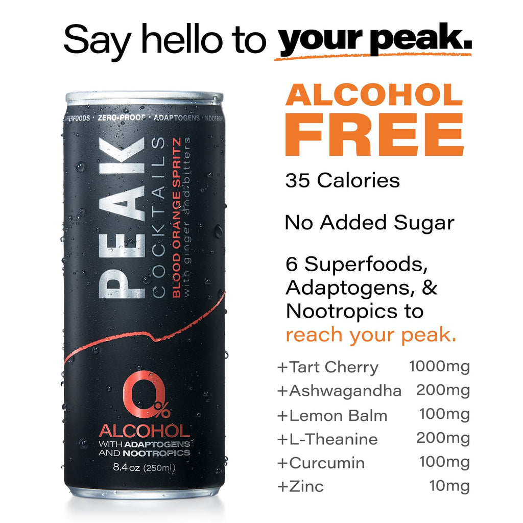 Peak Cocktails Non Alcoholic Drinks, Calming Adaptogen, Variety 12 Pack