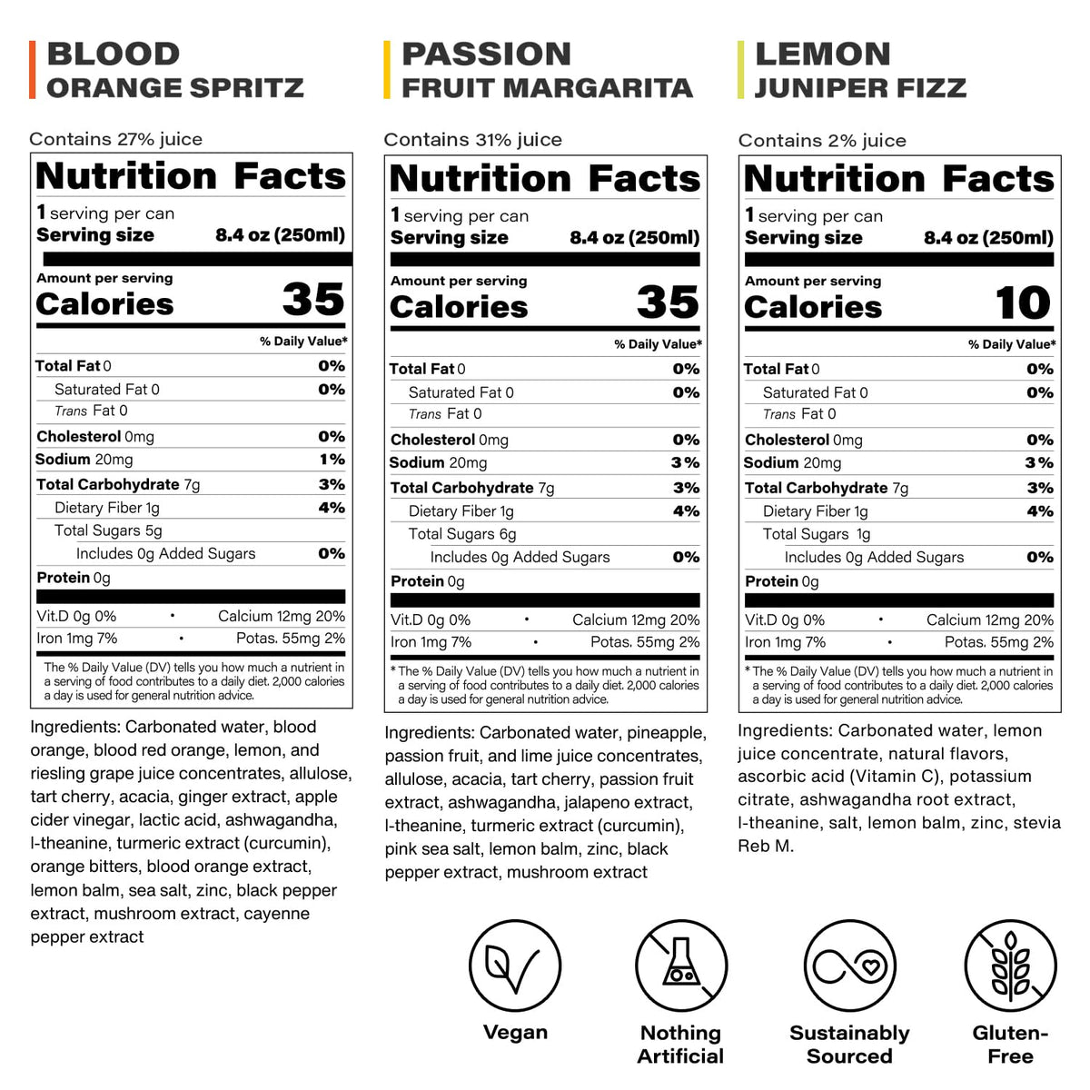 Peak Cocktails Non Alcoholic Drinks, Calming Adaptogen, Variety 12 Pack