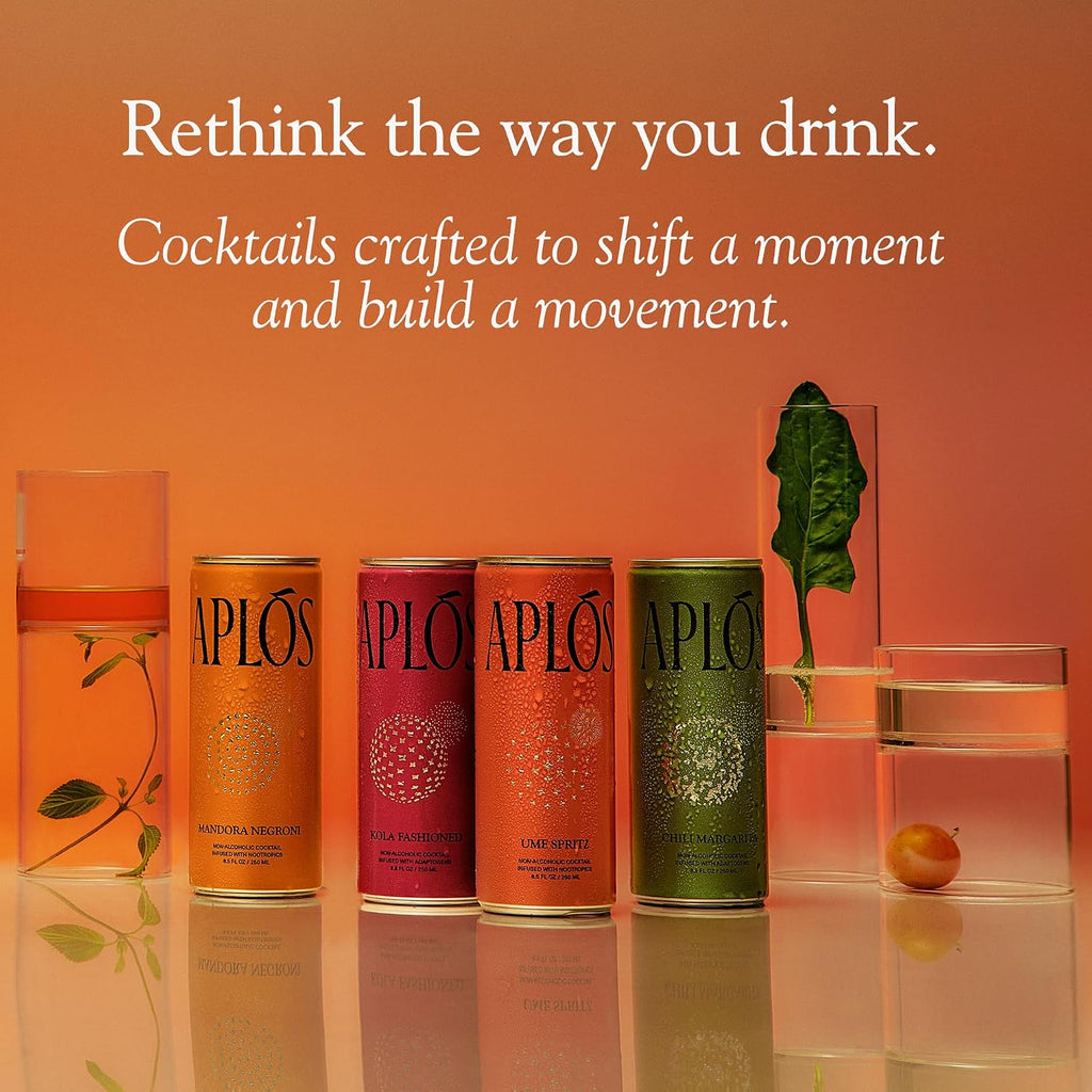 Aplós Canned Variety Pack of Non-Alcoholic Cocktails, Formulated with Adaptogens and Nootropics, Low Calorie, No Added Sugar Beverage (8.5 fl oz. 16-pack)