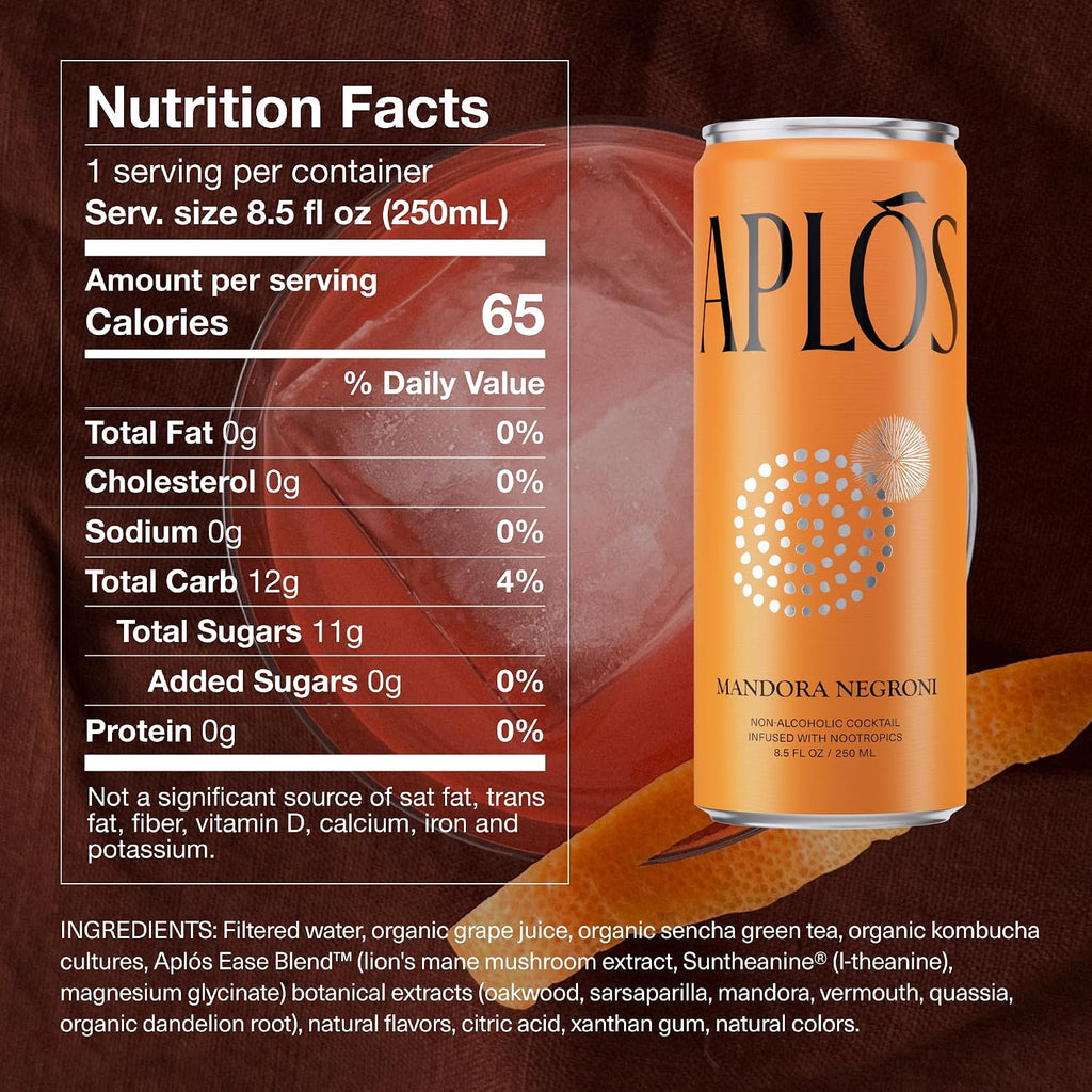 Aplós Canned Variety Pack of Non-Alcoholic Cocktails, Formulated with Adaptogens and Nootropics, Low Calorie, No Added Sugar Beverage (8.5 fl oz. 16-pack)