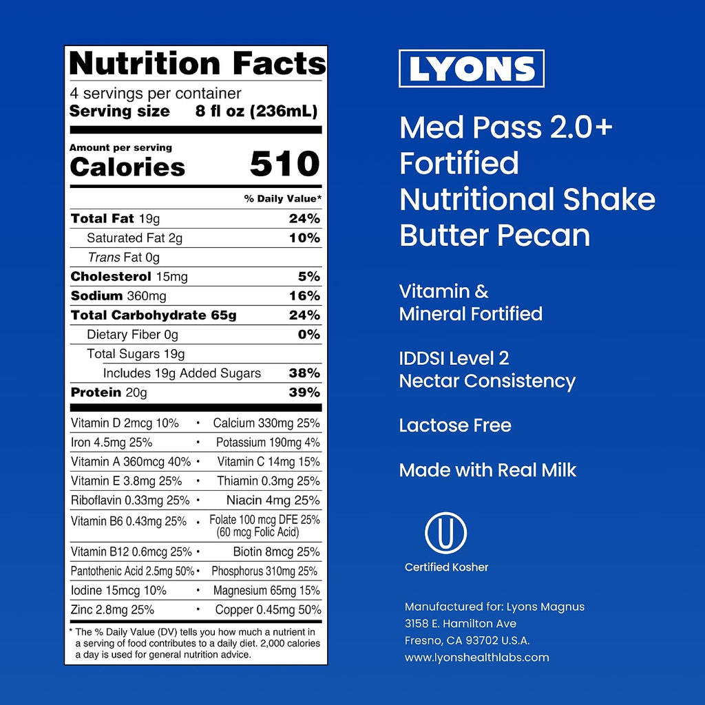 MED PASS 2.0 High Protein High Calorie Nutritional Drink, Butter Pecan 12ct