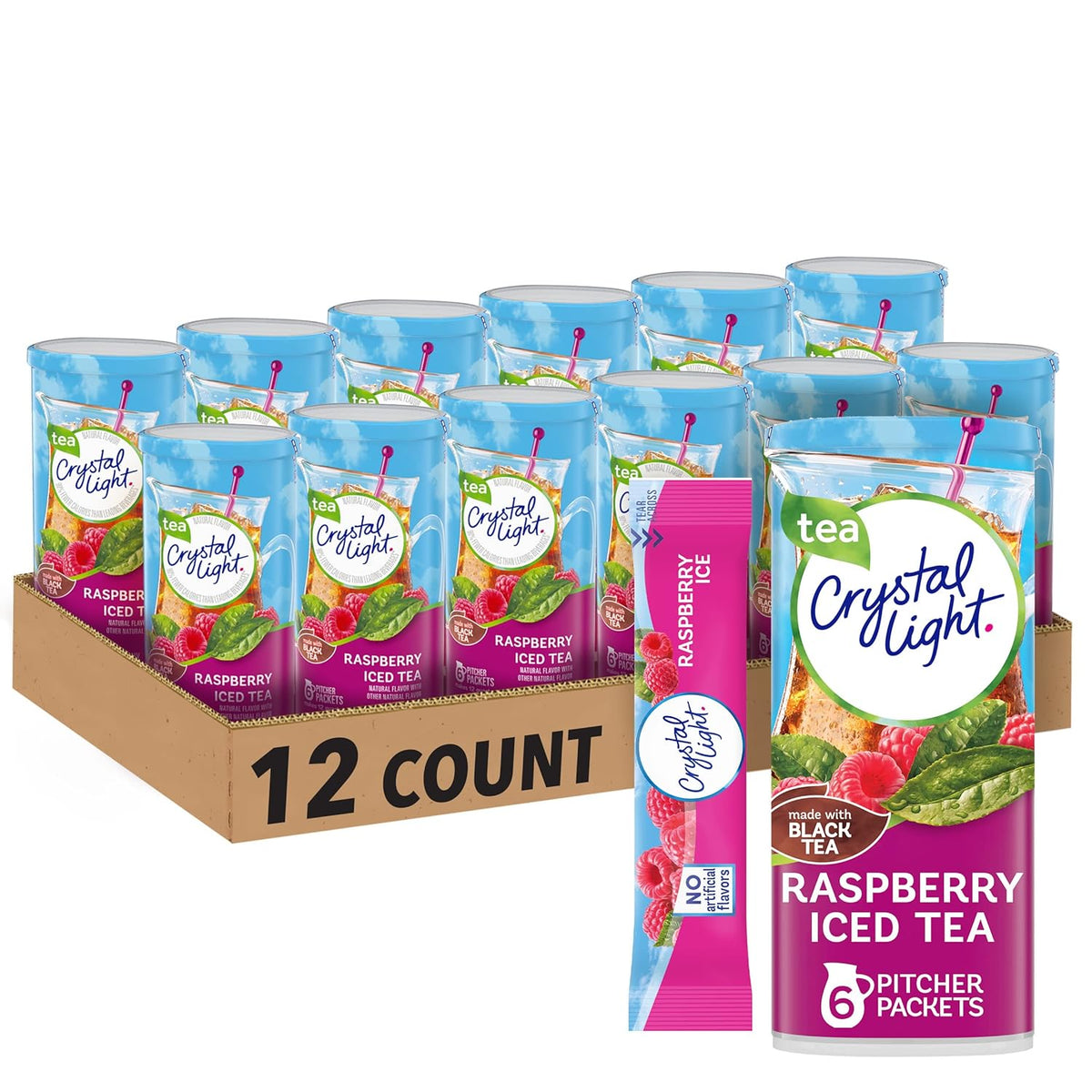 Crystal Light Powdered Drink Mix, 72 Pitcher Pkts, Raspberry Iced Tea