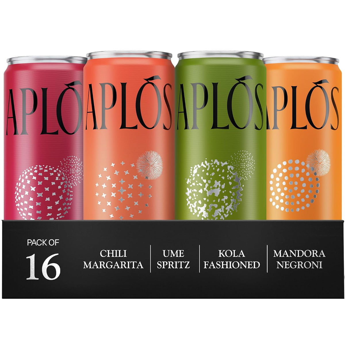 Aplós Canned Variety Pack of Non-Alcoholic Cocktails, Formulated with Adaptogens and Nootropics, Low Calorie, No Added Sugar Beverage (8.5 fl oz. 16-pack)