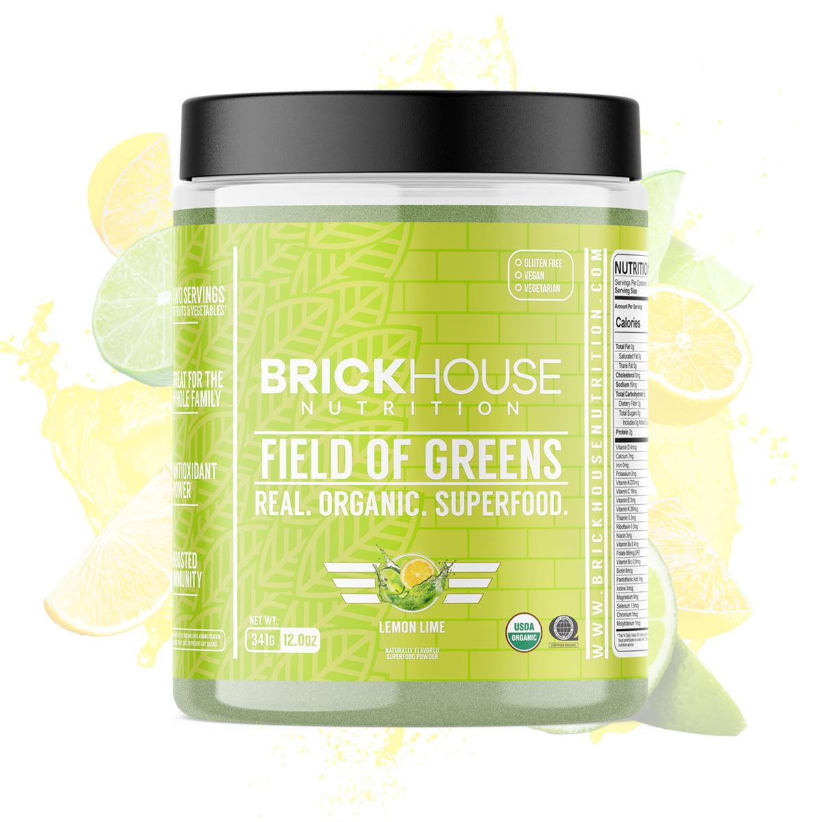 BRICKHOUSE NUTRITION Field of Greens Super Greens Powder | Doctor-Formulated Superfood Powder, Fruits & Veggies Supplement - Wildberry (Single Pack)