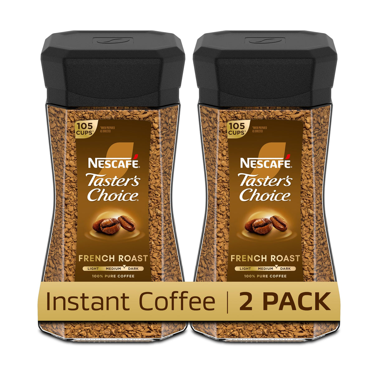 NESCAFÉ Taster's Choice Instant Coffee, Light Medium Roast Coffee, House Blend, 2 Jars (7 Oz Each)